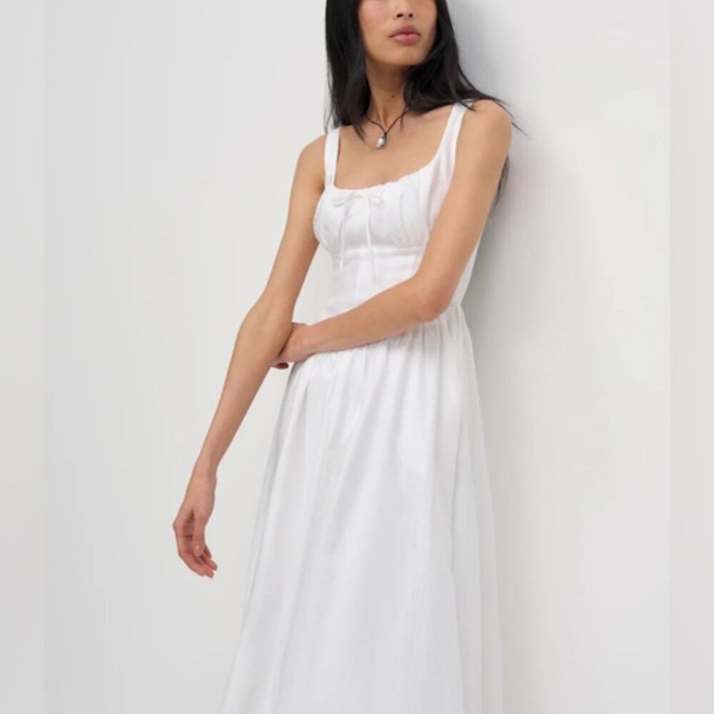 NEW Reformation Balia Linen Sleeveless Midi Dress in White | US 6 UK 10 - Picture 2 of 16
